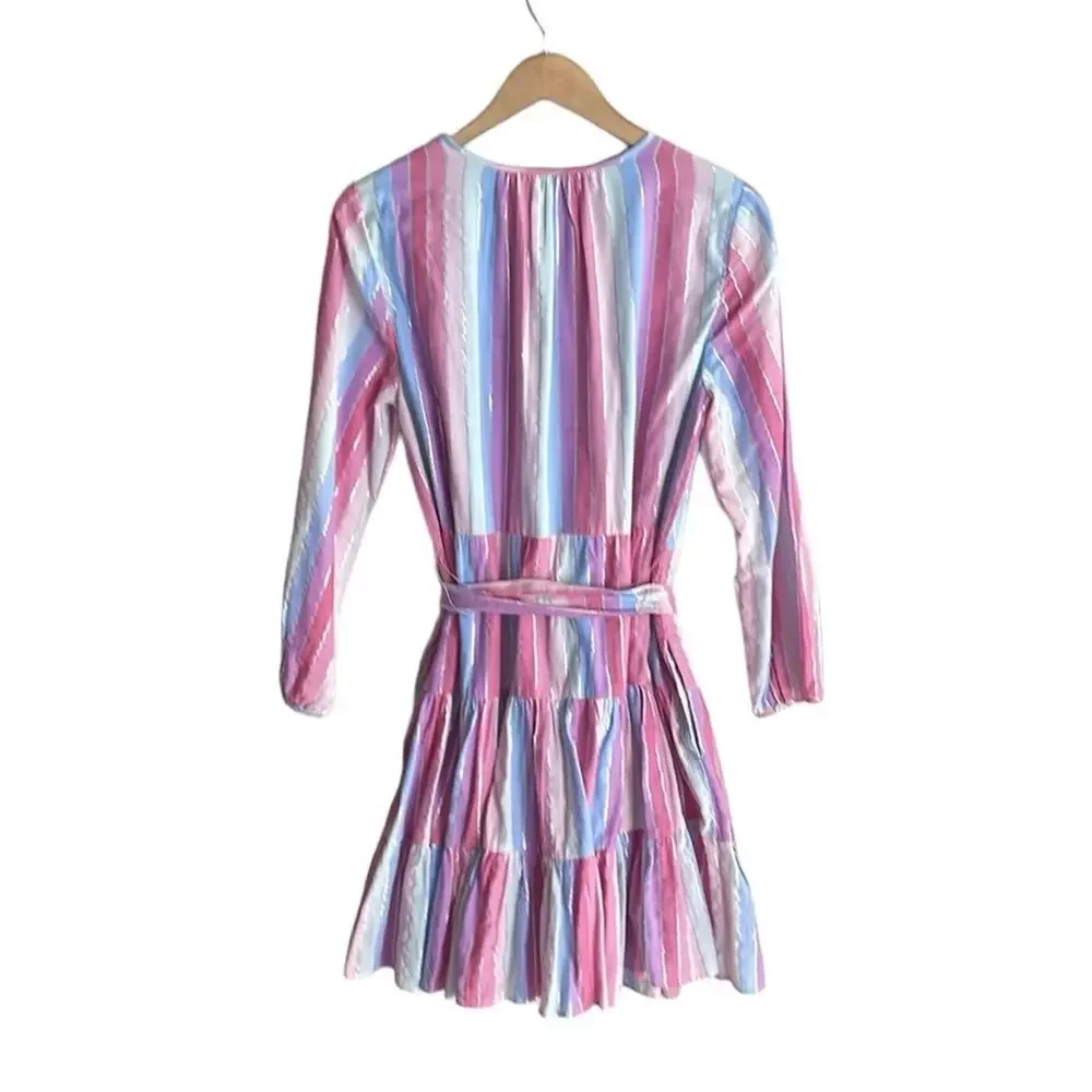J.Crew Belted button-up dress in pastel stripe